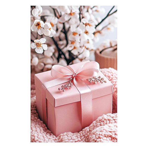 Открытка, Подарочная коробка и цветы, 12,1*18,3 см, 5 шт.