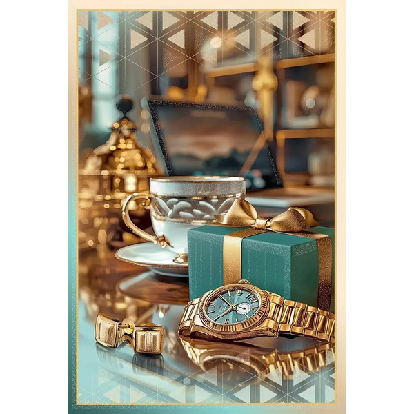 Открытка, Деловой стиль, с блестками, 12,2*18,2 см, 10 шт.