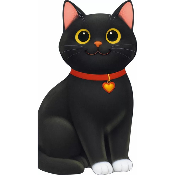 Открытка, Черный котик, 10,4*18,2 см, 10 шт.