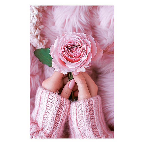 Открытка, Роза в руках, 12,1*18,3 см, 5 шт.