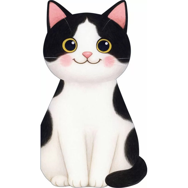 Открытка, Черно-белый котик, 10,4*18,2 см, 10 шт.