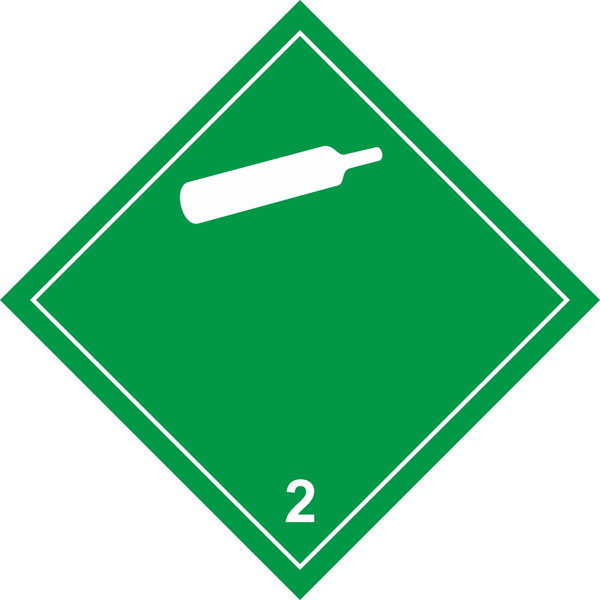 Знак опасности O2.2.2, "Невоспламеняющиеся, нетоксичные газы", 250х250 мм, СКП, пленка