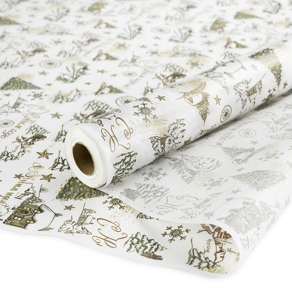Упаковочная бумага, Тишью (0,7*40 м) Во дворе, Новогоднее настроение, 1 шт.