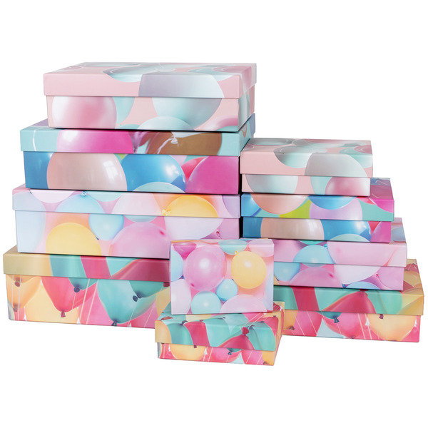 Набор коробок Воздушные шары, с блестками, 35*25*10 см, 9 шт. в упак.