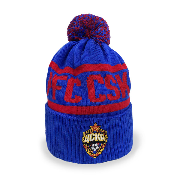 Шапка PFC CSKA, цвет синий, трикотажная, вязаная