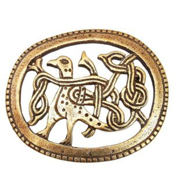 Брошь «Птица с переплетенным хвостом» (латунь)