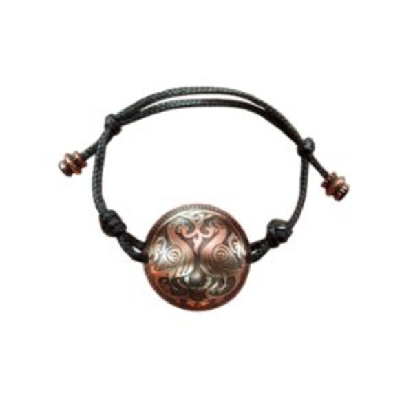 Браслет-шнурок сферический «Суздальские голуби» (медь, D щитка 30 мм)