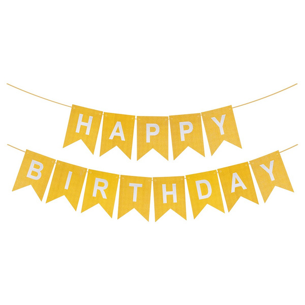 Гирлянда Флажки, Happy Birthday (фактура точки), Золото, Металлик, 500 см, 16*12 см, 1 упак.