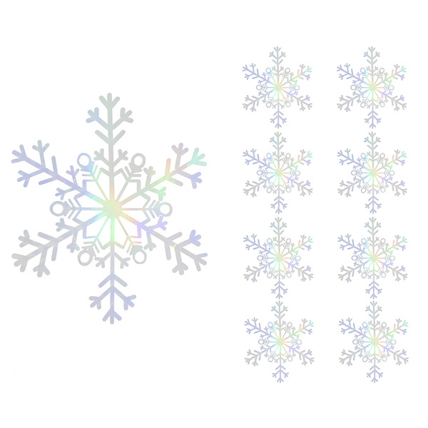 Декоративное украшение Снежинки Льдинки, 9 см, Серебро, Голография, 8 шт.