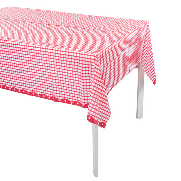 Скатерть одноразовая, Праздничные клеточки, Красный, 137*183 см, 1 шт.