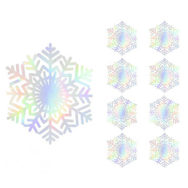 Декоративное украшение Волшебные снежинки, 9 см, Серебро, Голография, 8 шт.