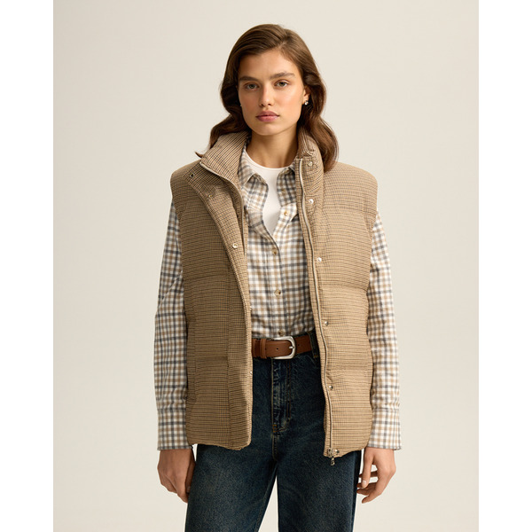 Стеганый жилет с натуральным наполнителем из пуха и пера, бежевый