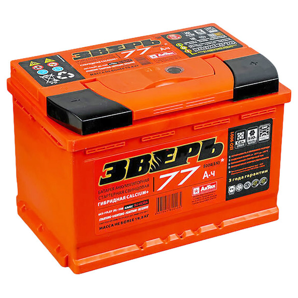 Автомобильный аккумулятор Зверь 77 Ач обратная полярность L3