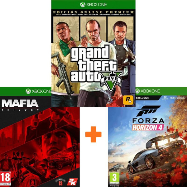 ИгроПак для XBOX One: Forza Horizon 4 + Grand Theft Auto V Premium Online Edition + Mafia Trilogy