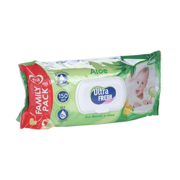 Салфетки Ultra Fresh Baby Aloe влаж д/детей и мам с клапаном, 150 шт