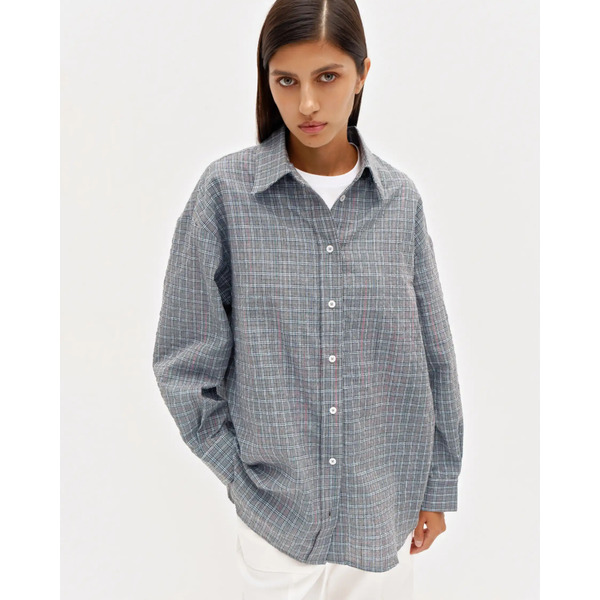 Рубашка в клетку, серый