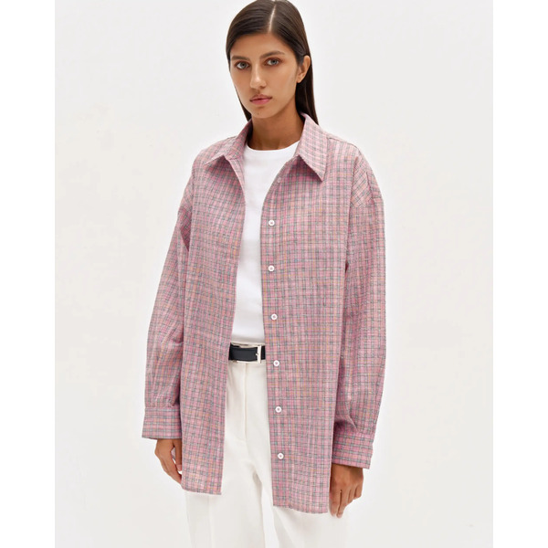 Рубашка в клетку, розовый