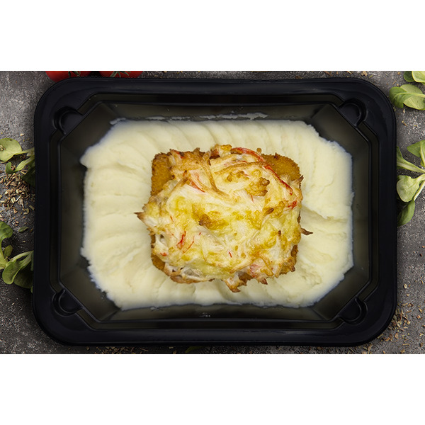 Филе минтая под крабовой шапкой с пюре,350г