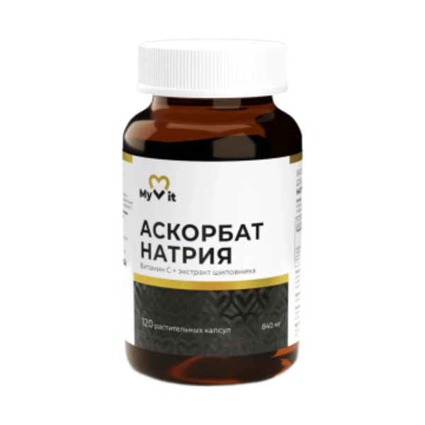 MyVit, Аскорбат натрия + экстракт шиповника, растительные капсулы, 120 шт.