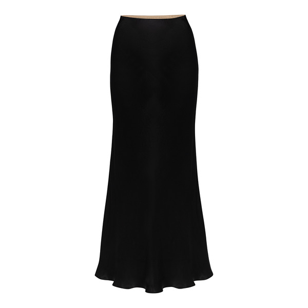 Длинная атласная юбка из вискозы, черный
