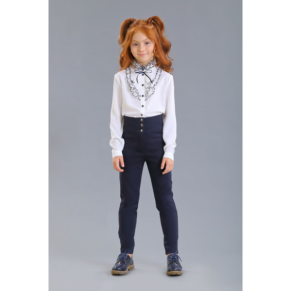 Блузка 2453-522-ВПБЛ (молочный отд синий)