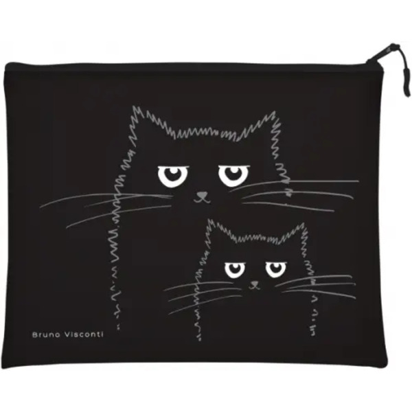 Папка на молнии "Котейки", цвет черный