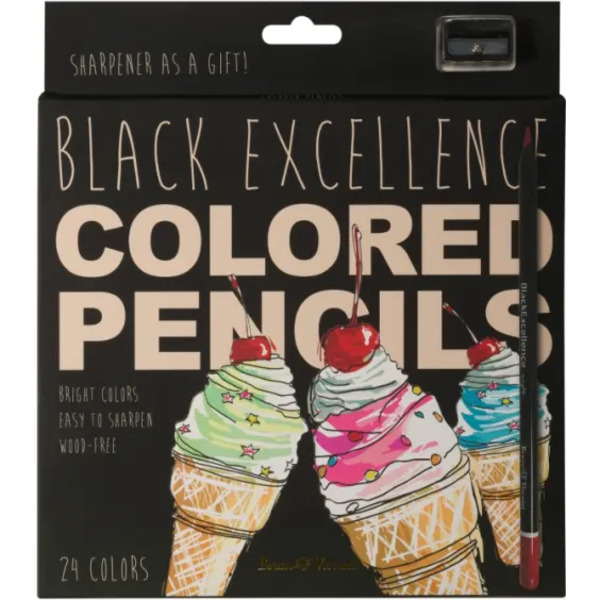 Карандаши цветные с точилкой Black Excellence, 24 цвета, в ассортименте