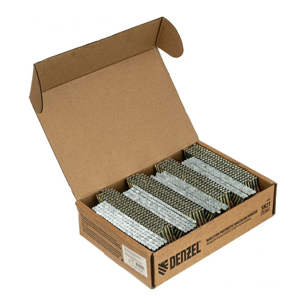 Оцинкованные гвозди для пнев. нейлера Denzel длина - 90 мм, диам. - 3,05 мм, 2000 шт. 57690