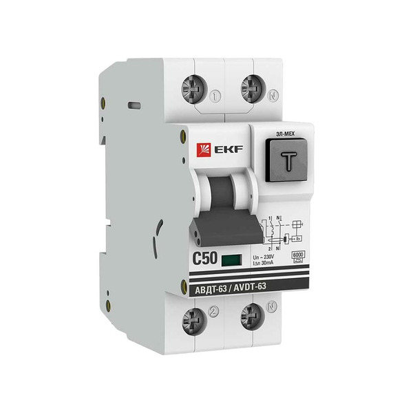 Автоматический дифференциальный выключатель EKF АВДТ-63 DA63-50-30