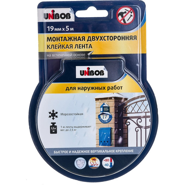 Двусторонняя клейкая лента для наружных работ Unibob 134854