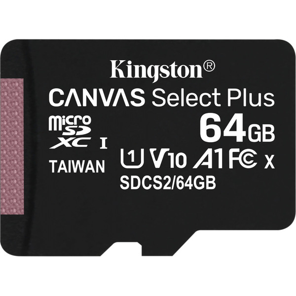Карта памяти Kingston CanvSelect Plus microSDXC 64Gb Class10 SDCS2/64GB (+ adapter)