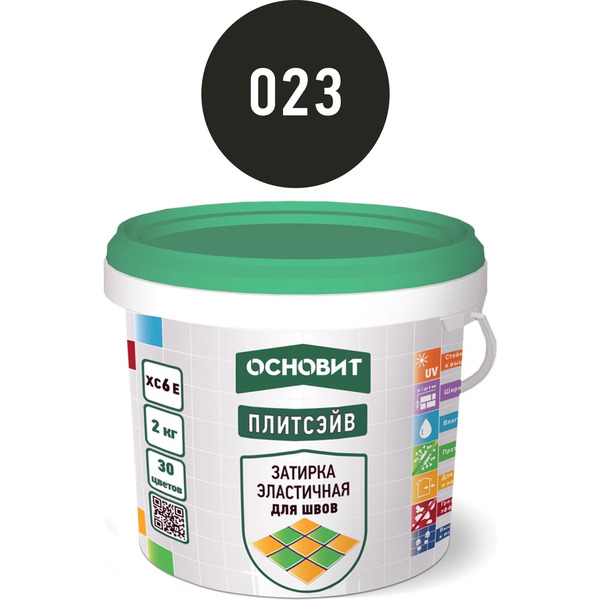 Эластичная цементная затирка для заполнения и защиты межплиточных швов шириной 1-10 мм Основит ПЛИТСЭЙВ XC6 E графит 023 78049