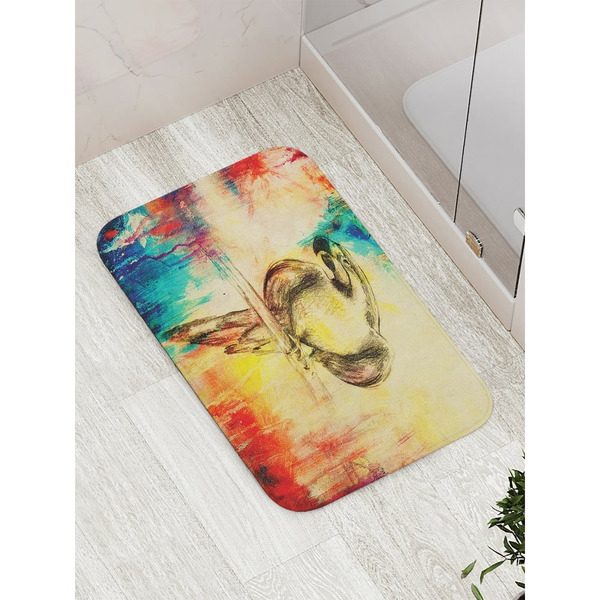 Противоскользящий коврик для ванной, сауны, бассейна JOYARTY Задумчивый попугай bath_14975