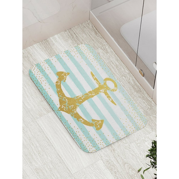Противоскользящий коврик для ванной, сауны, бассейна JOYARTY Морская композиция с якорем bath_15944