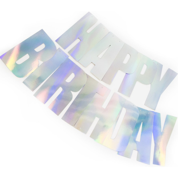 Гирлянда Happy Birthday, Серебро, Голография, 200 см, 1 упак.