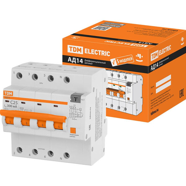Дифференциальный автомат TDM ELECTRIC АД14 SQ0204-0135