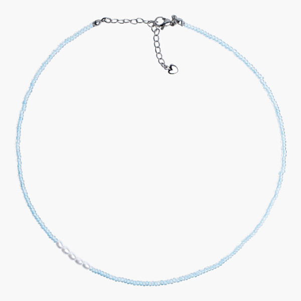 HIGHER-AURA Чокер из голубого бисера с акриловыми бусинами