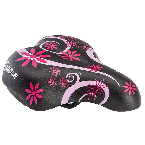 Седло велосипедное STELS AZ-5558 02, 205x150, черный с розовым, 470162, LU084841