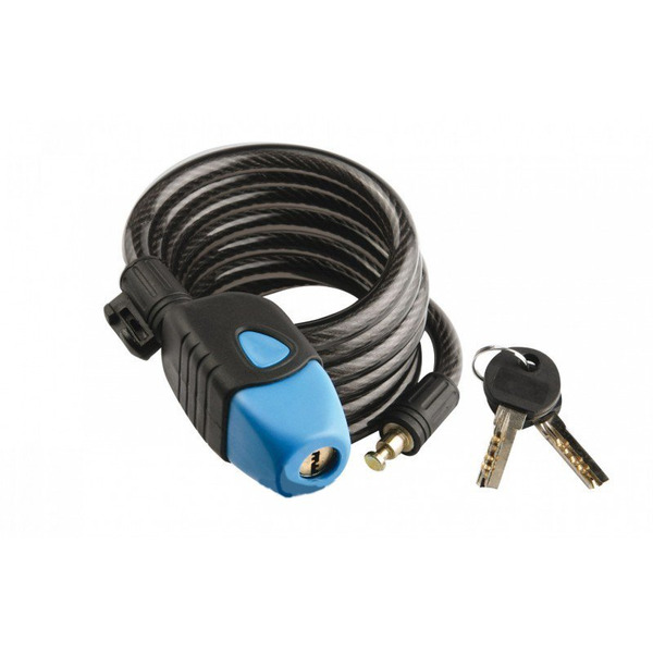 Велосипедный замок Stels 87701, тросовый под ключ 10х1800 мм, чёрно-синий, 540016