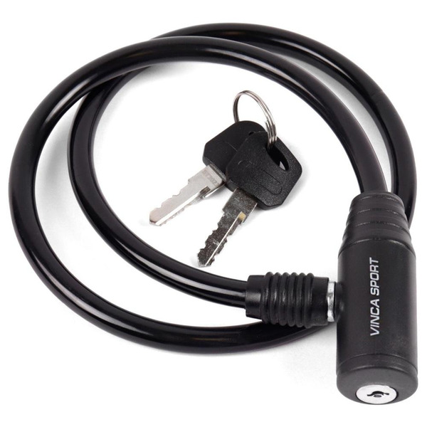 Велозамок Vinca Sport 8*650мм, чёрный тросик, полиэтилен, инд.уп. VS 101.101 black polybag