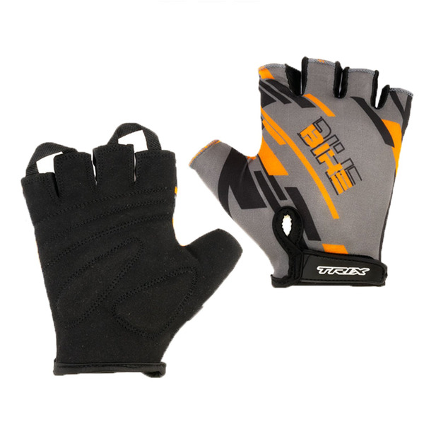 Велоперчатки TRIX мужские, короткие пальцы, гелевые вставки, дышащая лайкра/искусственная замша, GL-TX-018212A-XL-ORG (M)
