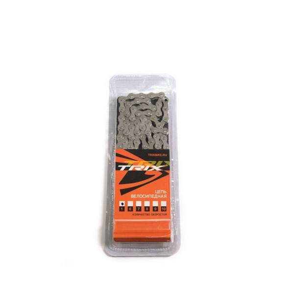 Цепь TRIX для 1 скорости, 1/2"х1/8", 112 звеньев, усиленная, пин 8.9мм, с замком, серебристая, CH-TX-410NP-1-SL