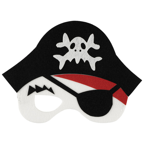 Маска карнавальная, из фетра, Пират, Белый/Черный, 19*13,5 см, 1 шт.