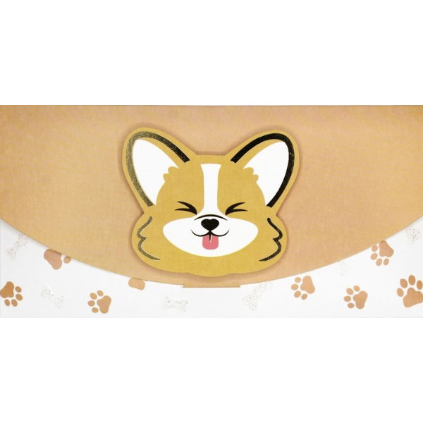 Конверт для денег 3D, Милый корги, Металлик, 1 шт.