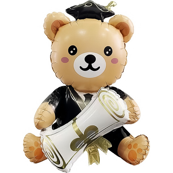 Шар 3D (38"/97 см) Фигура, Медвежонок Выпускник, 1 шт. в уп.