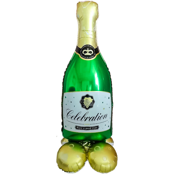 Шар 3D (51"/130 см) Фигура на подставке, Бутылка Шампанское, 1 шт. в уп.