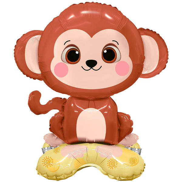 Шар 3D (24"/61 см) Фигура на подставке, Обезьянка, 1 шт. в уп.