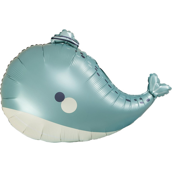 Шар (28"/71 см) Фигура, Милый кит, Сатин, 1 шт.