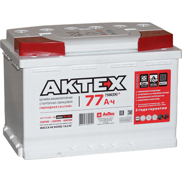 Автомобильный аккумулятор Актех AKTEX 77 Ач прямая полярность L3