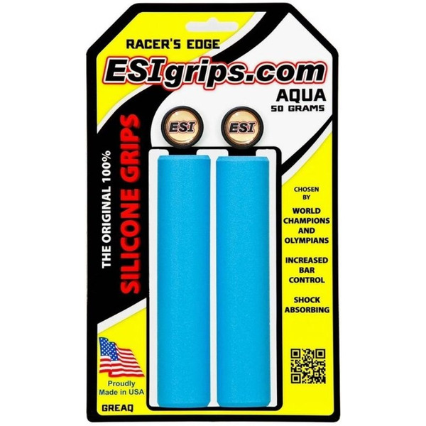 Грипсы велосипедные ESI Racer"s Edge, 130 мм, силикон, голубой, GREAQ